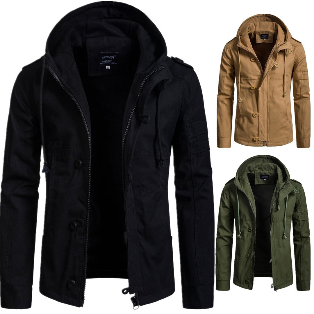 Herren funktionale Outdoor-Jacke mit hohem Kragen und praktischen Taschen EB