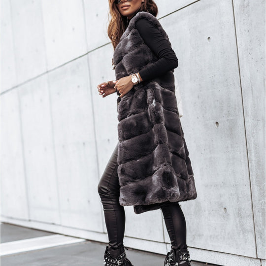 Damen Fleece-Weste mit trendigem Kragen und weichem Innenfutter EB