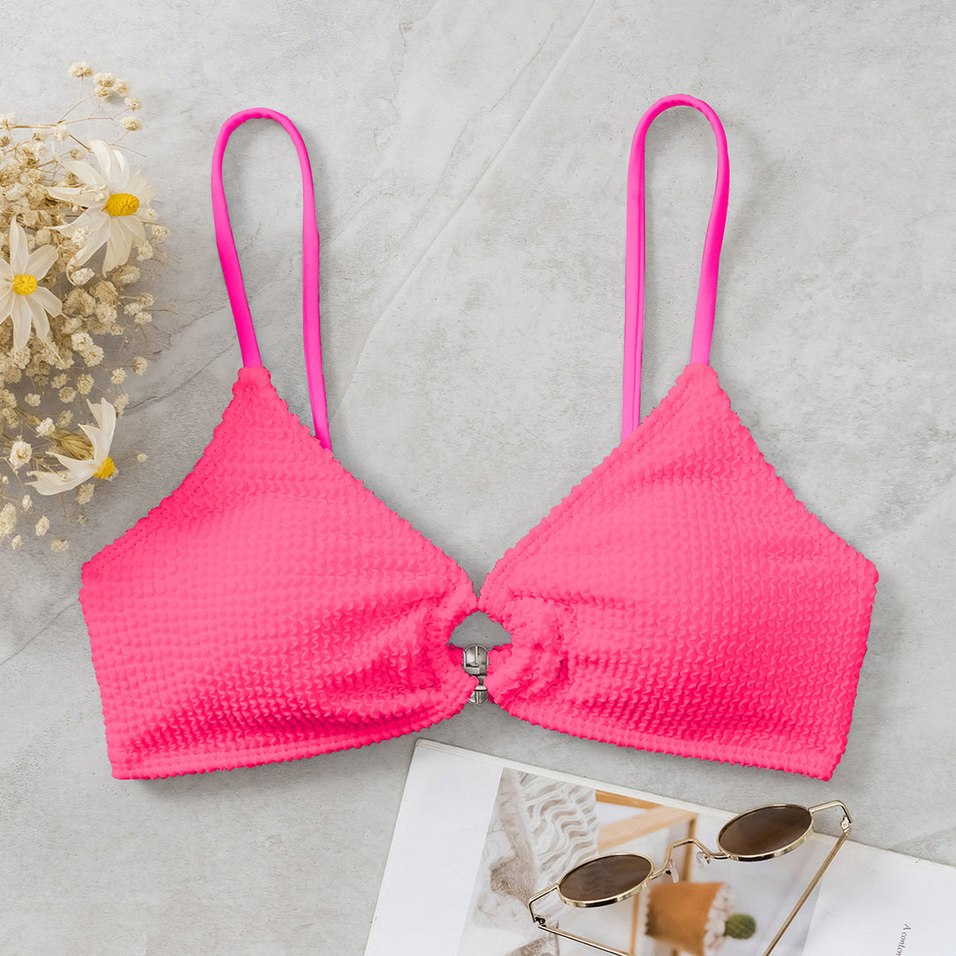 Damen Triangel-Bikini mit strukturiertem Design und seitlichem Ring EB