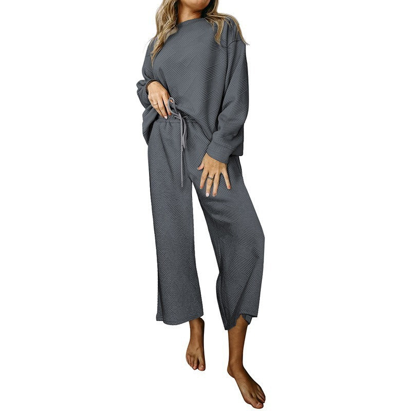 Damen Lässiges Sweater-Set mit weitem Schnitt und praktischen Bindegürteln EB