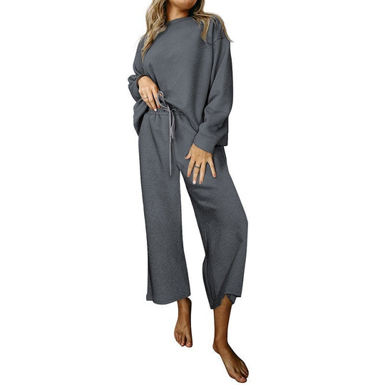 Damen Lässiges Sweater-Set mit weitem Schnitt und praktischen Bindegürteln EB