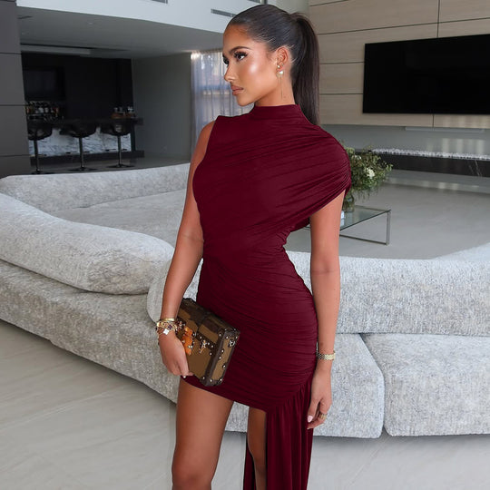 Damen Cocktailkleid mit asymmetrischem Schnitt und raffinierten Drapierungen EB