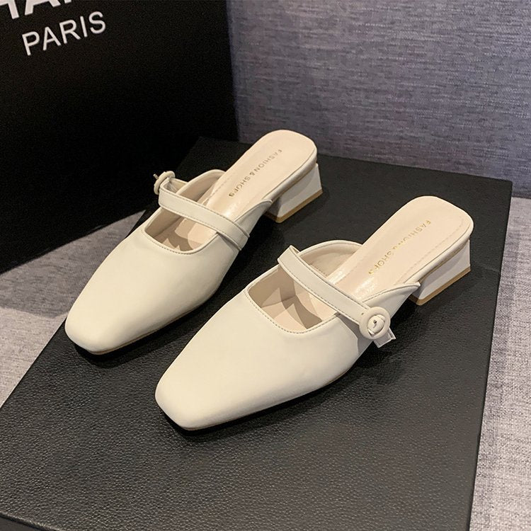 Damen elegante Mules mit schickem Riemendesign EB