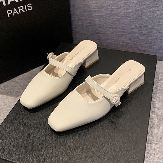 Damen elegante Mules mit schickem Riemendesign EB