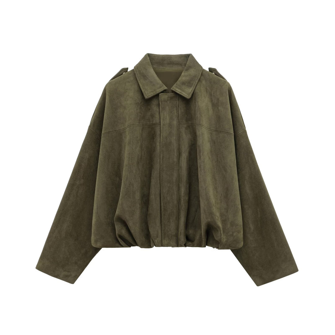 Damen oversized Kunstlederjacke mit elastischem Bund EB