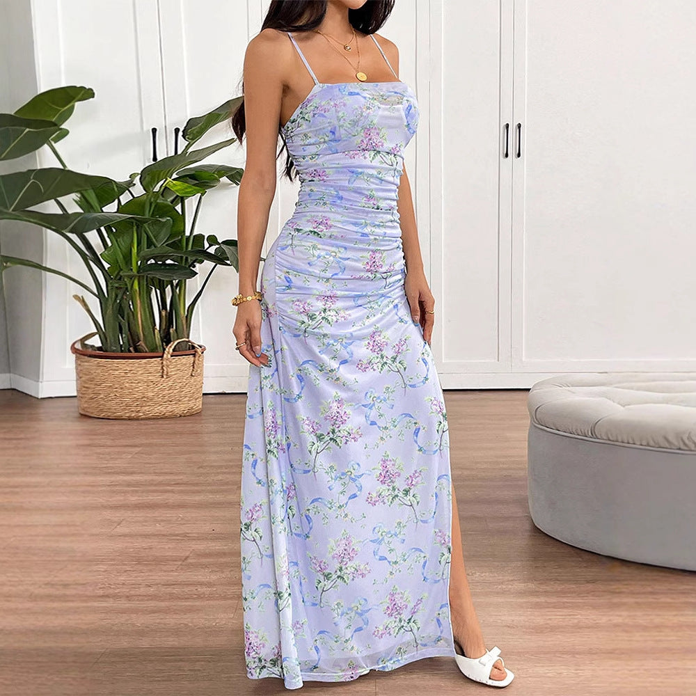 Damen Maxikleid im romantischen Floral-Design mit verstellbaren Trägern EB