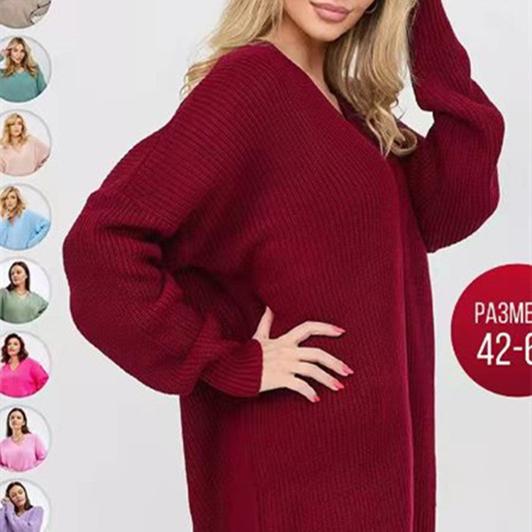 Damen Pullover mit V-Ausschnitt und lockerer Passform EB