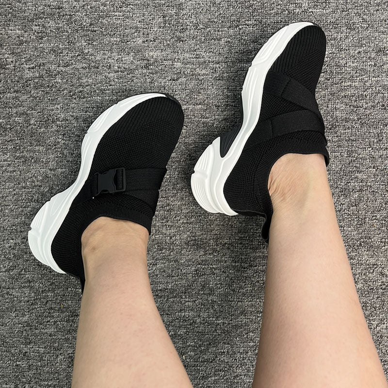 Damen Sportliche Slip-On Sneakers mit elastischem Halteband EB