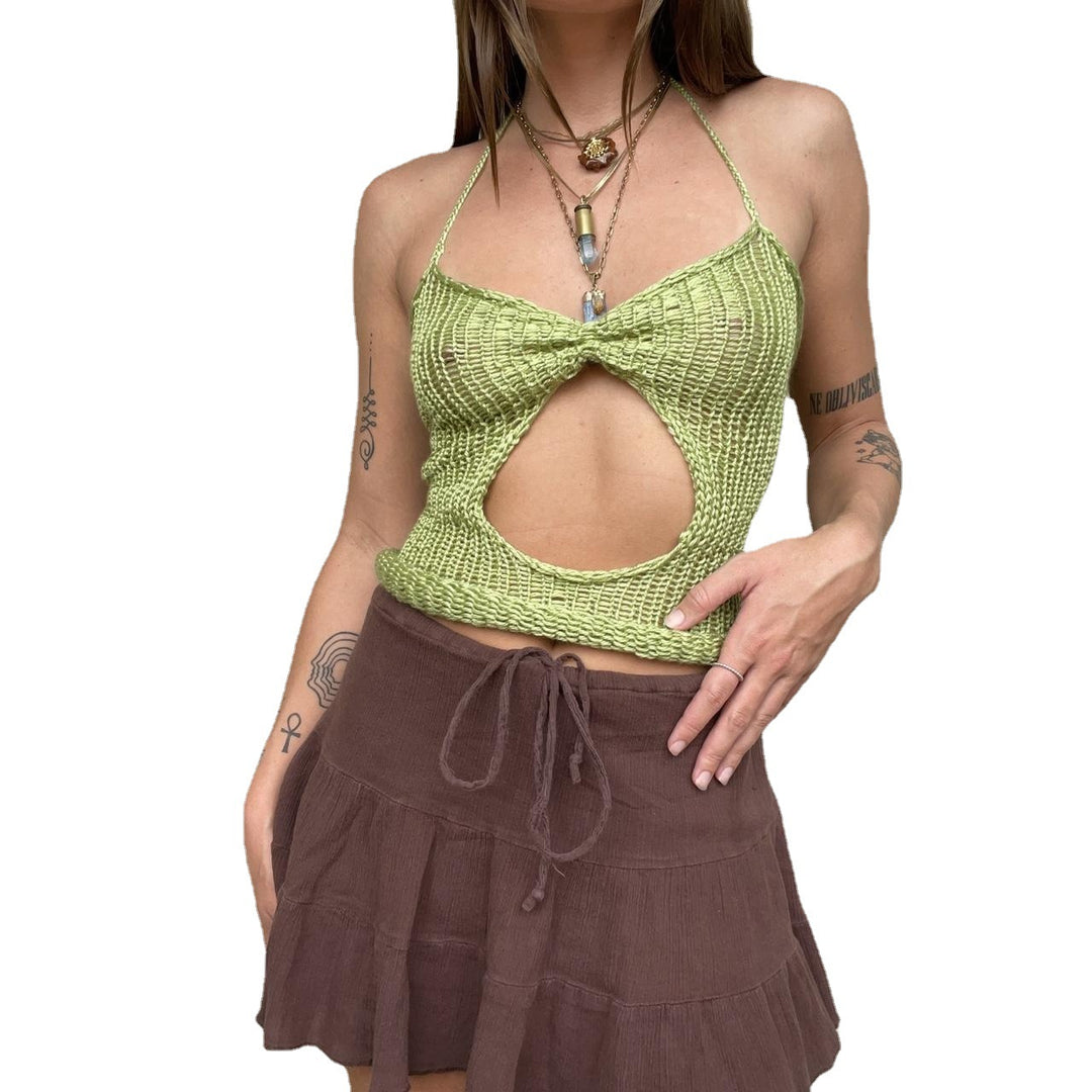 Damen gehäkeltes Oberteil mit Cut-Out-Design EB