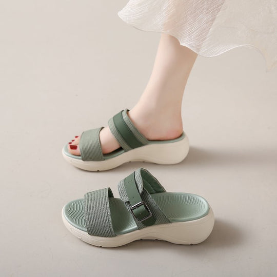 Damen bequeme Sandalen mit breitem Riemen und ergonomischer Sohle EB
