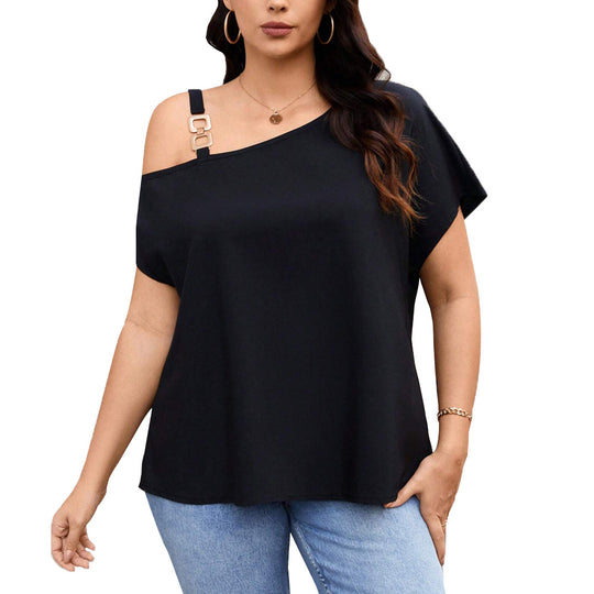Damen asymmetrisches Oberteil mit modischem Schulterdesign EB