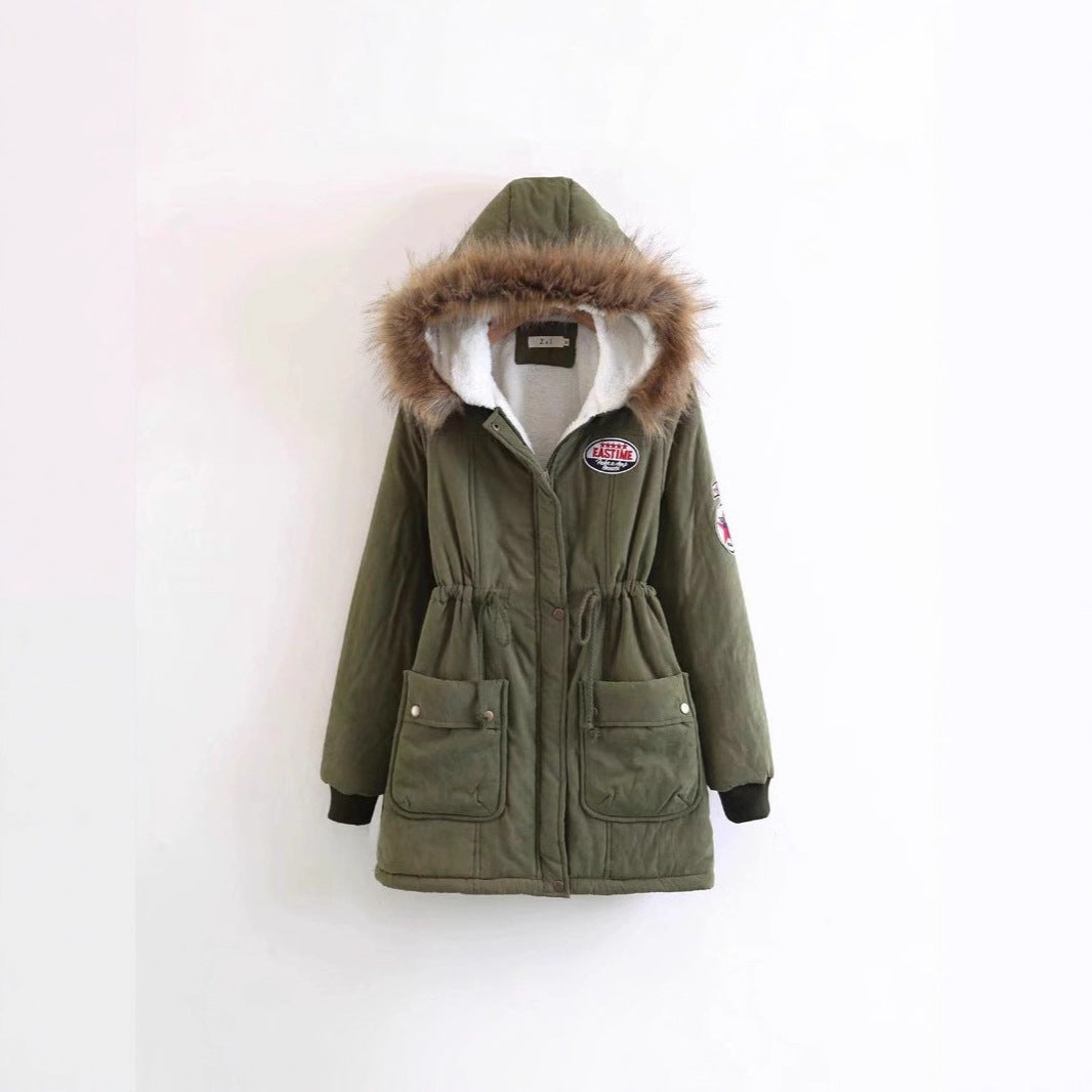 Damen Langer Utility-Parka mit Teddyfutter, Kapuze mit Kunstfell und Kordelzug EB
