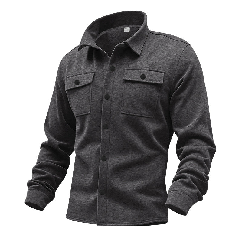 Herren nan robuste Wollfleece-Überhemdjacke mit aufgesetzten Brusttaschen und Druckknopfleiste EB