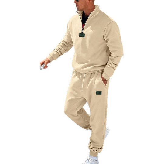 Herren nan komfortables Halbzip-Sweatset mit tapered Jogginghose und elastischem Tunnelzug EB