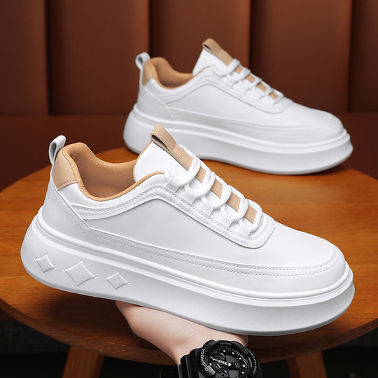 Damen modische Sneaker mit trendiger Plateausohle und hochwertigem Lederobermaterial EB