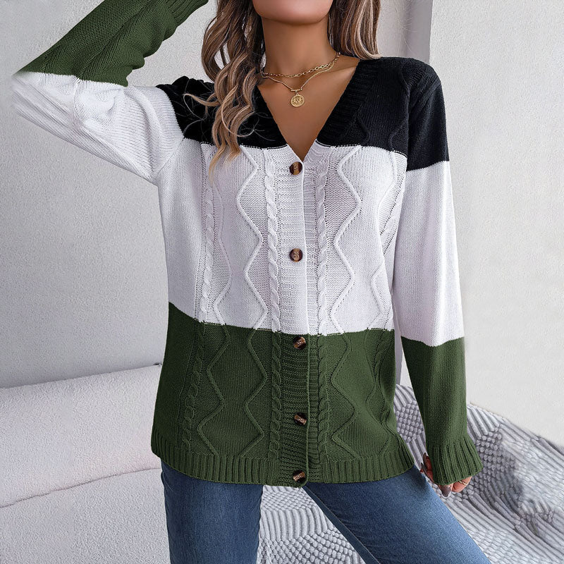 EB | Farbblock Strickjacke mit Modischem Stil