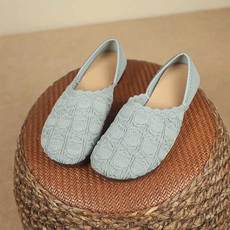 Damen Komfortable Ballerinas mit modischem Strickdesign EB