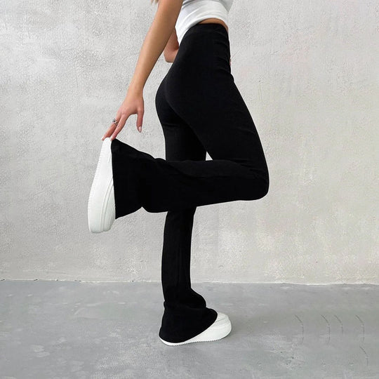 Damen Flared Hose aus Rippstrick EB