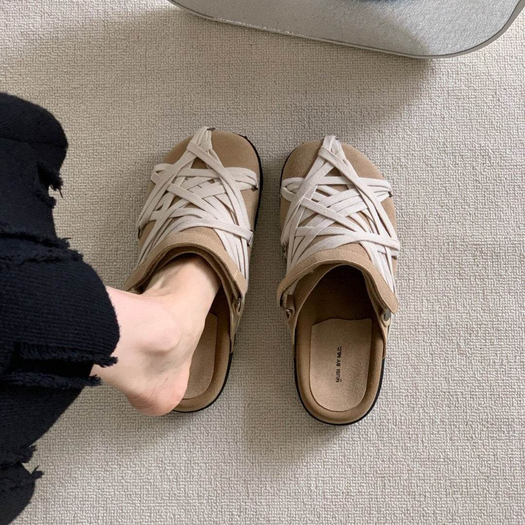 Damen Clogs mit geflochtenem Design und komfortablem Fußbett EB