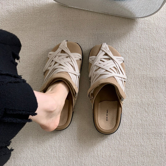 Damen Clogs mit geflochtenem Design und komfortablem Fußbett EB