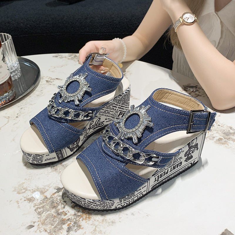 Damen Wedge-Sandalen mit eleganten Verzierungen EB