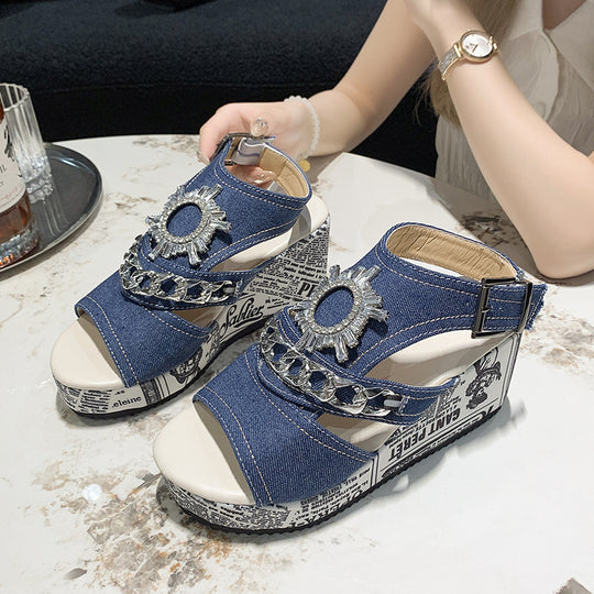 Damen Wedge-Sandalen mit eleganten Verzierungen EB