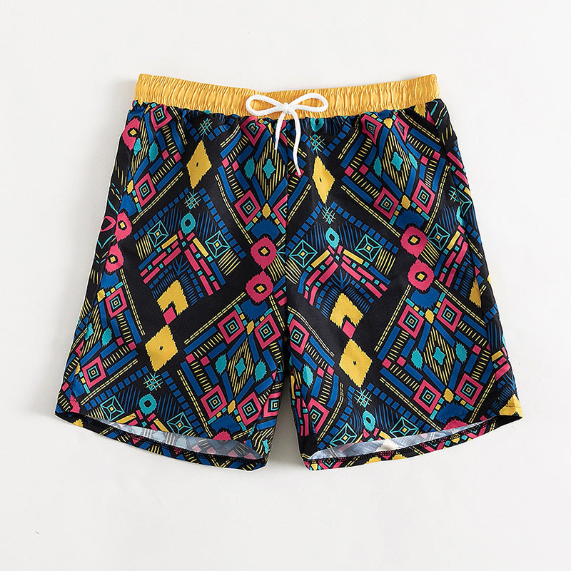 Damen Badeshorts mit geometrischem Muster und elastischem Bund EB