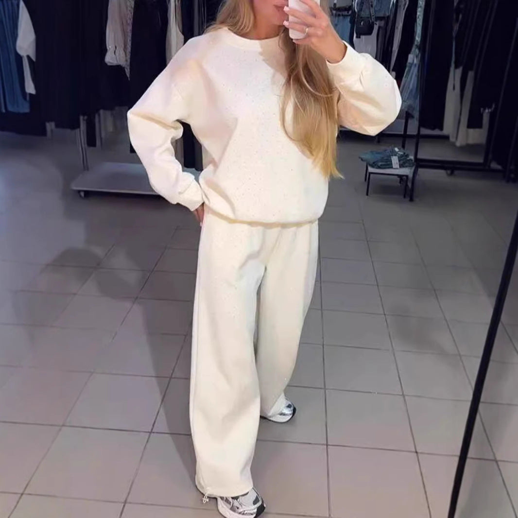 Damen Sportliches Lounge-Set mit gepunktetem Muster und elastischem Bund EB