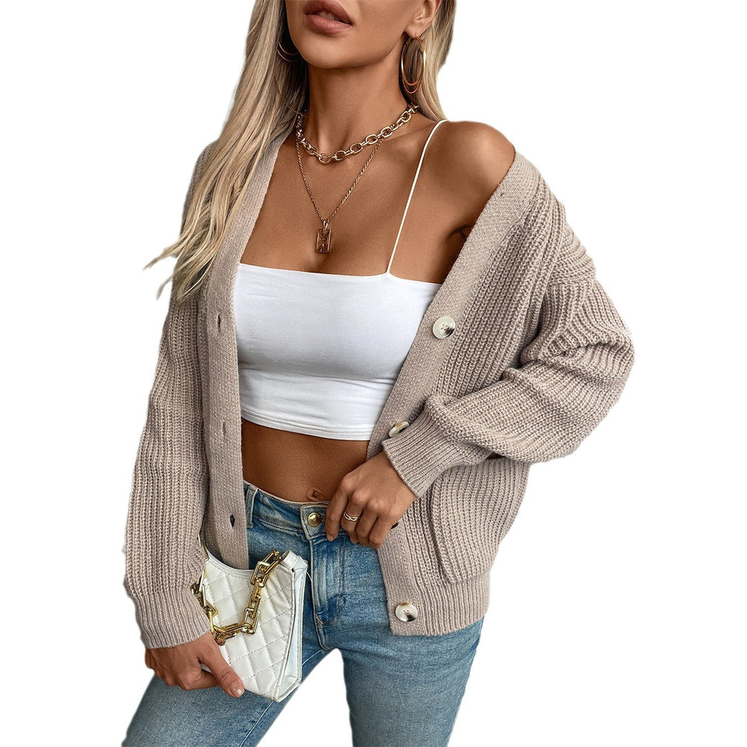 Damen Strickjacke mit tiefem V-Ausschnitt und praktischen Taschen EB