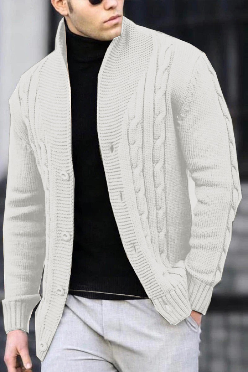 Herren Strickjacke mit robustem Zopfmuster und langlebigem Knopfverschluss EB