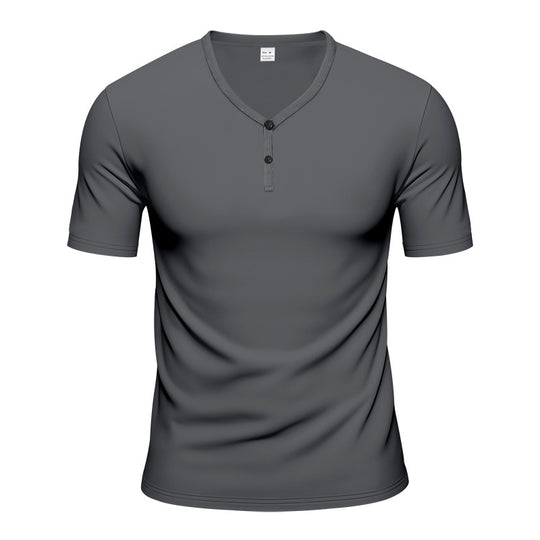 Herren Kurzarm Henley-T-Shirt mit atmungsaktiver Struktur EB