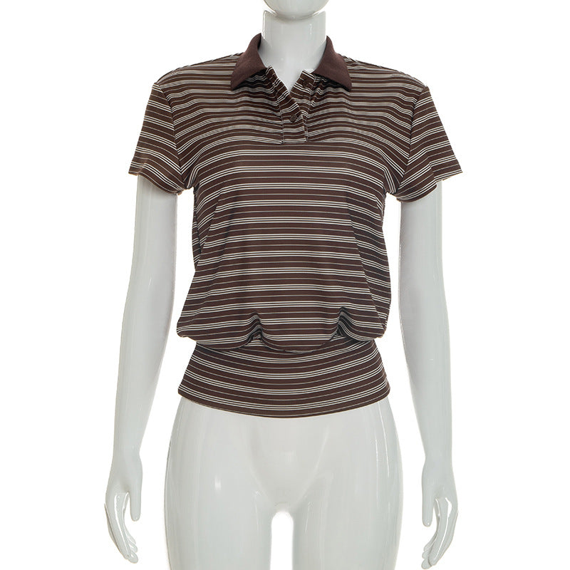 Damen Polo-Shirt mit modernem Streifenmuster und lässigem Schnitt EB