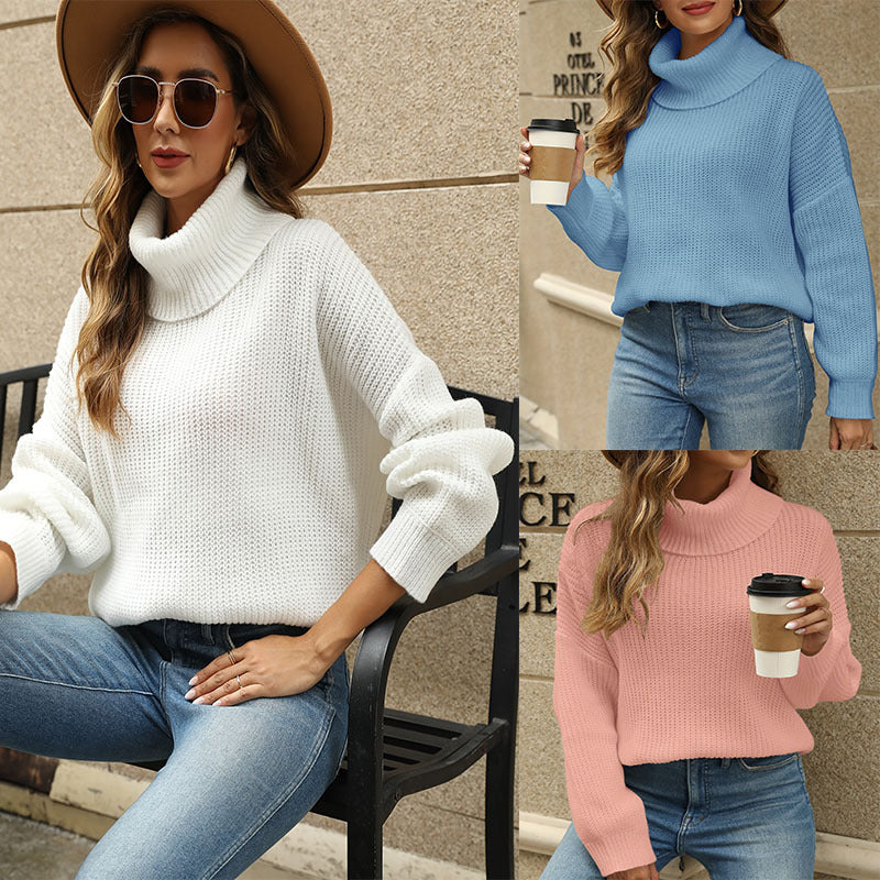 Damen Strickpullover mit weitem Kragen und strukturierter Maschenoptik EB