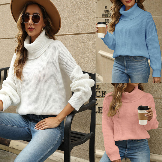Damen Strickpullover mit weitem Kragen und strukturierter Maschenoptik EB