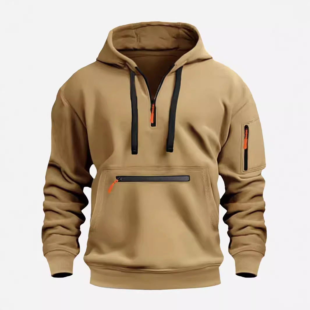 Herren modischer Kapuzenpullover mit praktischen Reißverschluss-Taschen EB