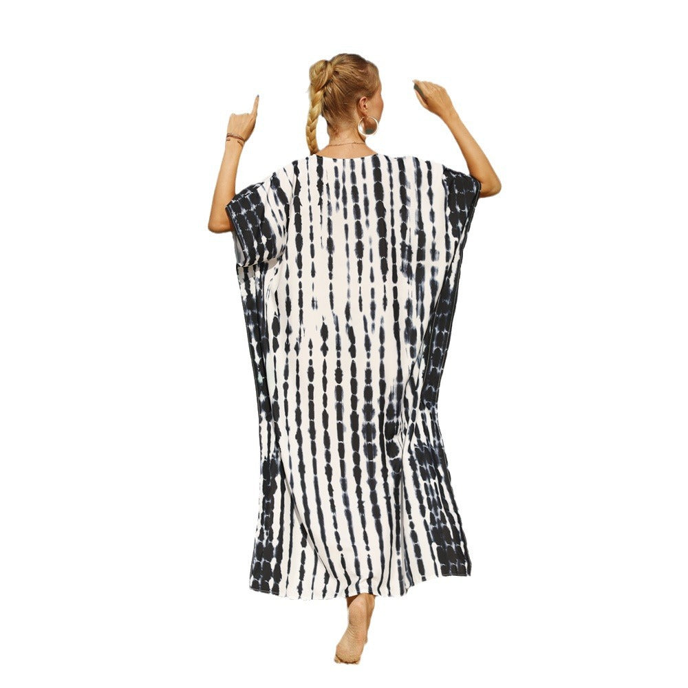 Damen Strandkleid mit modernem Batikmuster und lässigem Schnitt EB