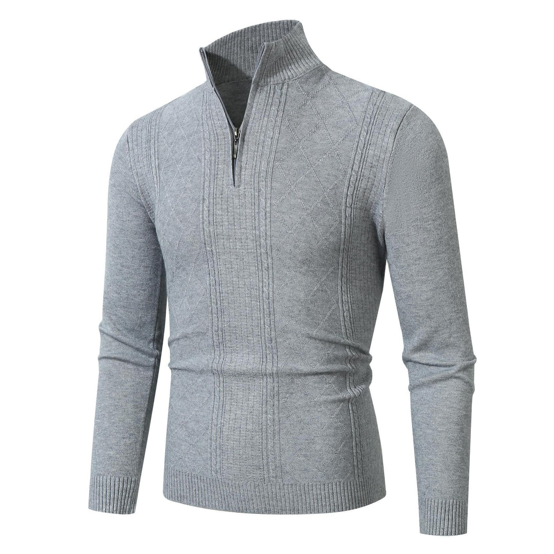 Herren Strickpullover mit hochabschließendem Reißverschluss und modernem Zopfmuster EB