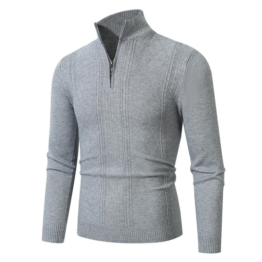 Herren Strickpullover mit hochabschließendem Reißverschluss und modernem Zopfmuster EB