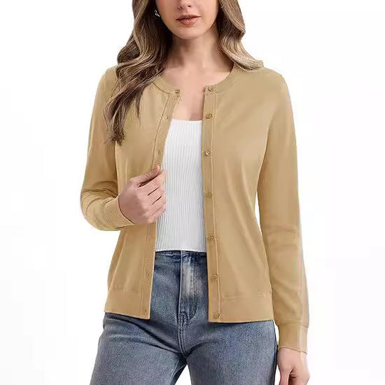 Damen lässiger Langarm-Cardigan mit Knopfverschluss EB