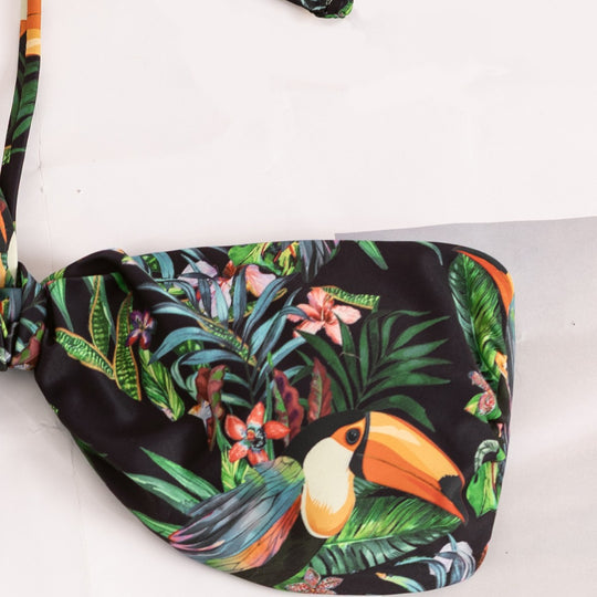 Damen Bandeau-Bikini mit tropischem Blütenmuster EB
