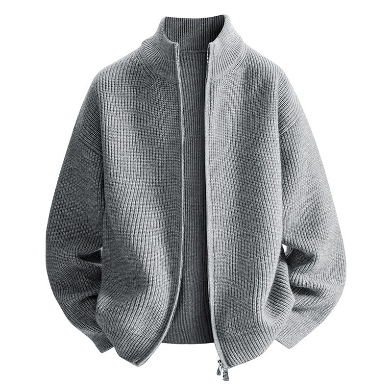 Damen modische Strickjacke mit hohem Kragen und Reißverschluss EB
