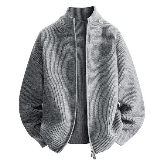 Damen modische Strickjacke mit hohem Kragen und Reißverschluss EB