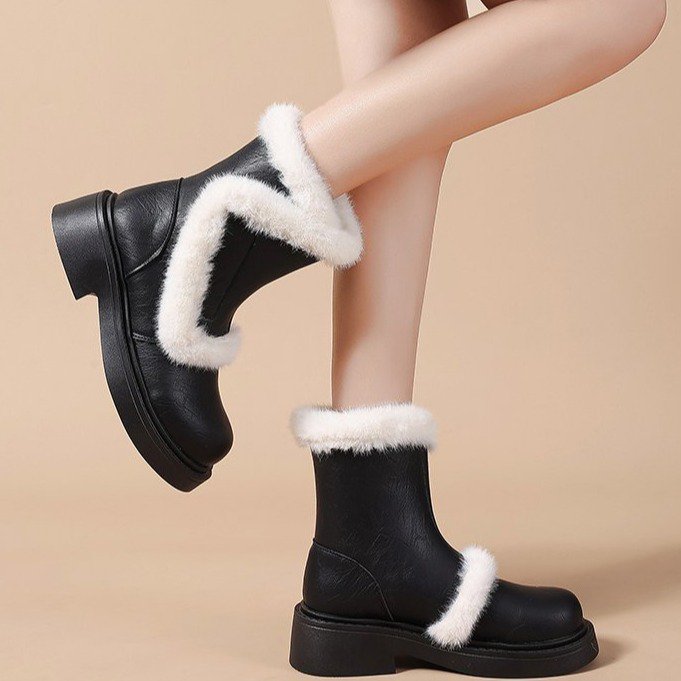 Damen Modische Stiefel mit warmem Futter und strapazierfähigem Profil EB