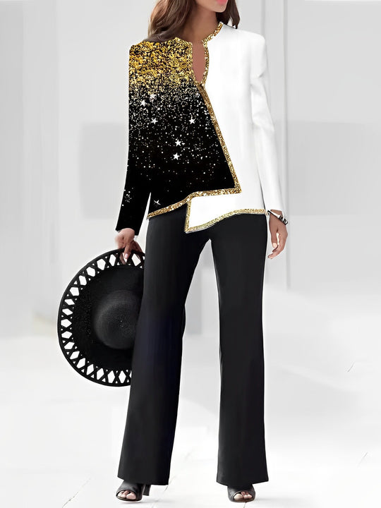 Damen Elegante Statement-Jacke mit asymmetrischem Schnitt und funkelnden Details EB