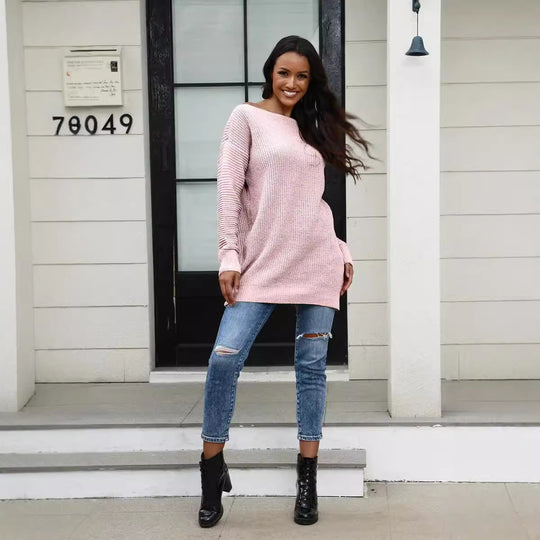 Damen Oversized Strickpullover mit Struktur und weitem Schnitt EB
