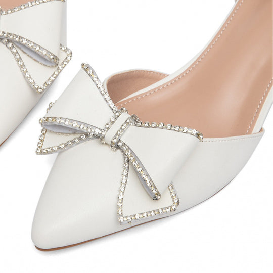 Damen elegante Slingback-Pumps mit strassverzierten Schleifen EB