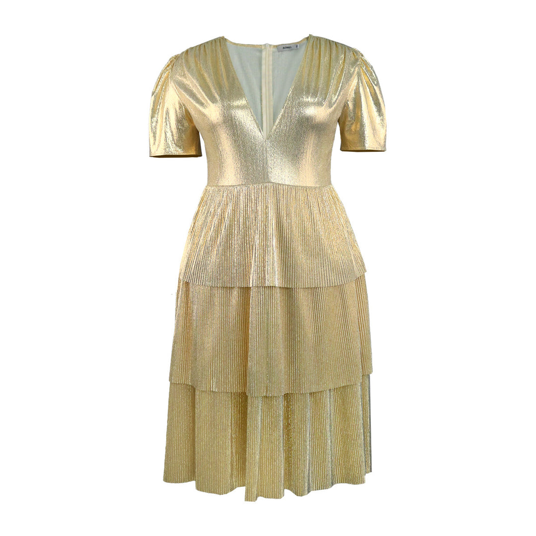Damen Glänzendes Abendkleid mit voluminösem Rüschendesign EB