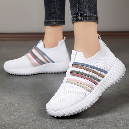 Damen Bequeme Sportliche Slip-On Sneakers mit atmungsaktivem Obermaterial EB