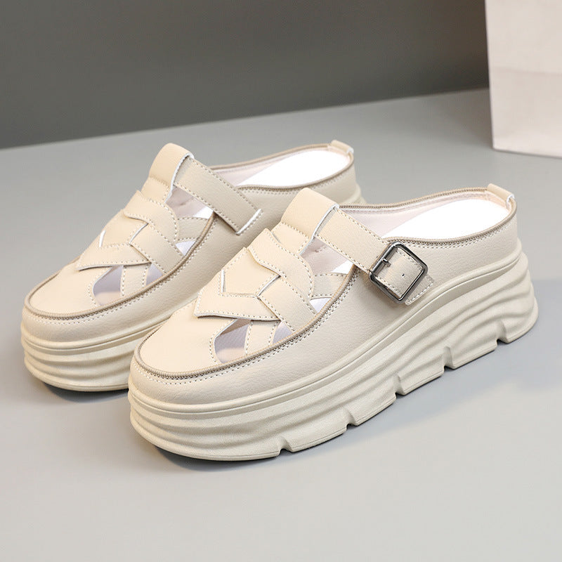 Damen Platform Mules mit modischem Schnallen-Design und atmungsaktivem Obermaterial EB