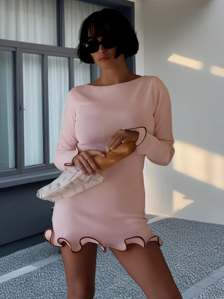 Damen Minikleid mit verspieltem Saum EB